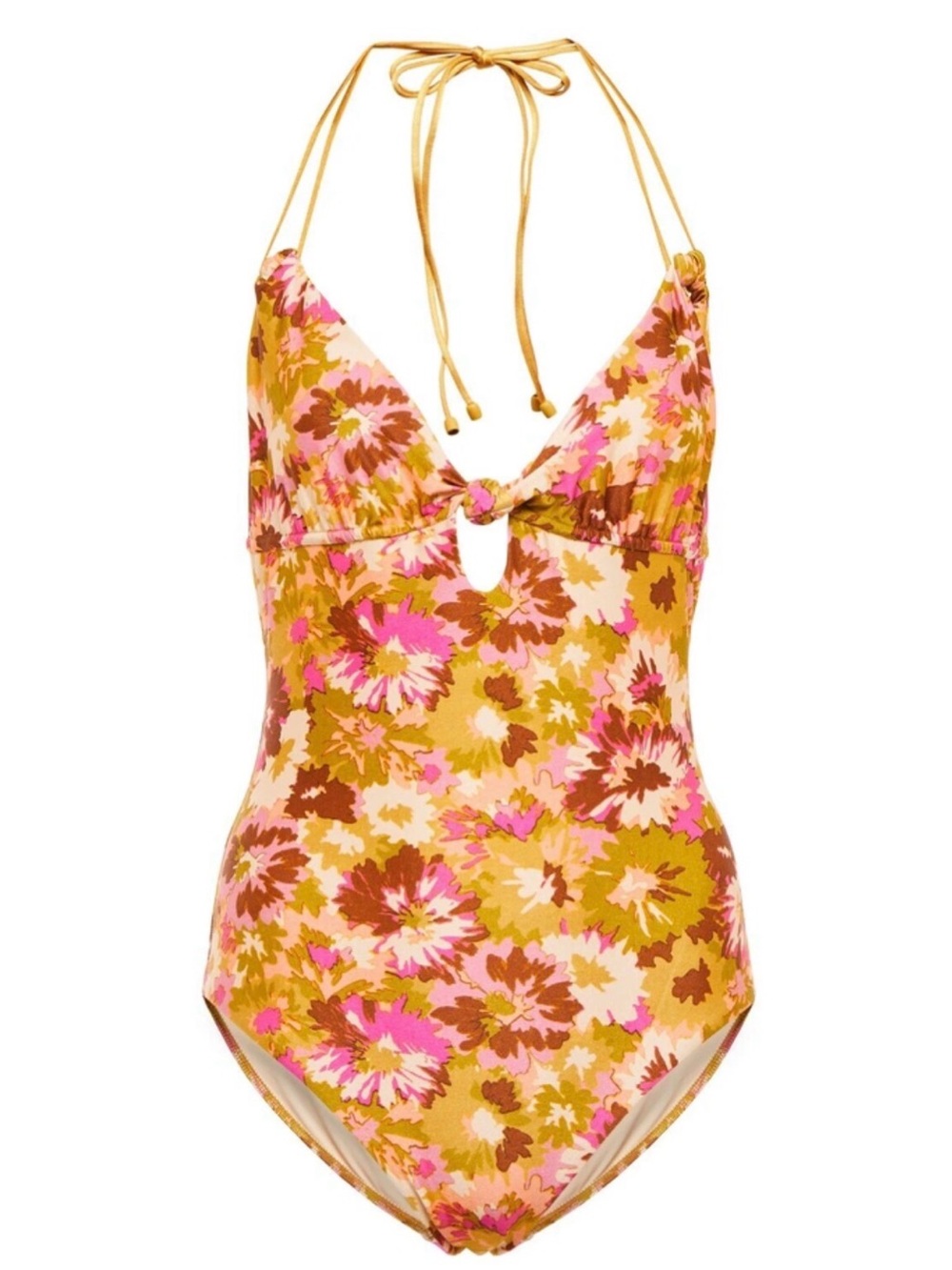 Zimmermann Mustard and Pink Floral One-Piece Swimsuit